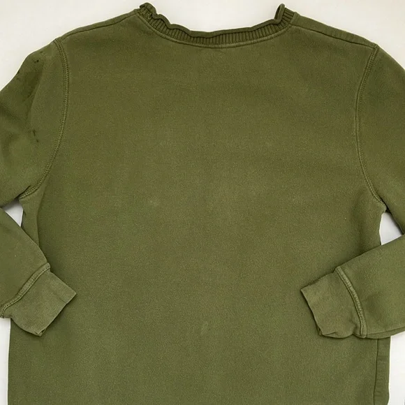 Basic Editions Size Small Vintage Embroidered Floral Sweatshirt in Olive Green - Picture 10 of 11